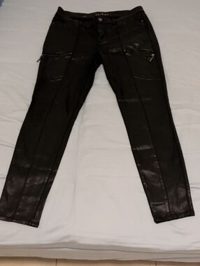 White House Black Market Black Mid-Rise Coated Jeans